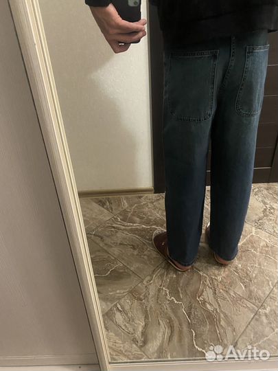 Джинсы широкие мужские синие