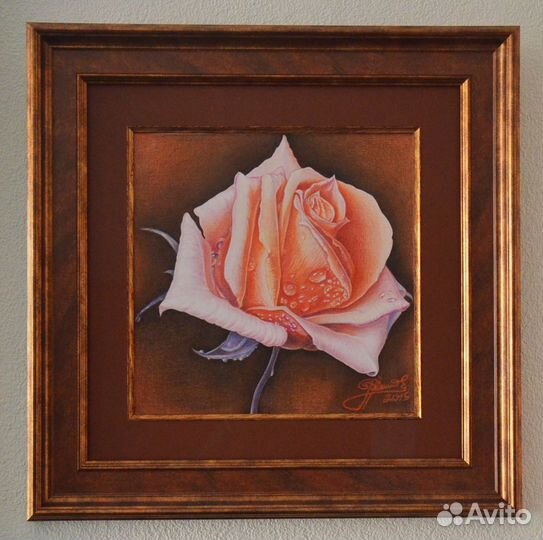 Картина цветными карандашами. Огненная роза