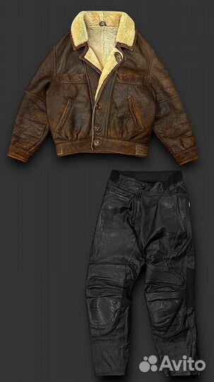 Дубленка авиатор кожанная