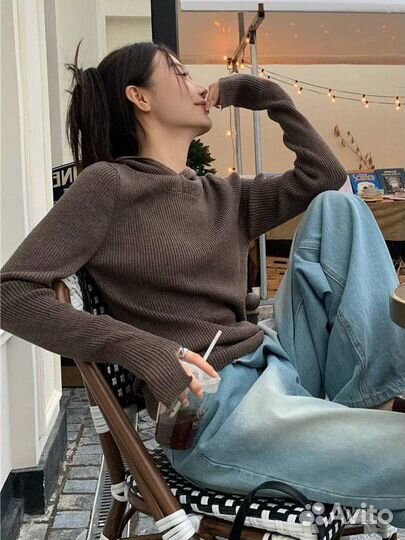 Вязаный худи с капюшоном