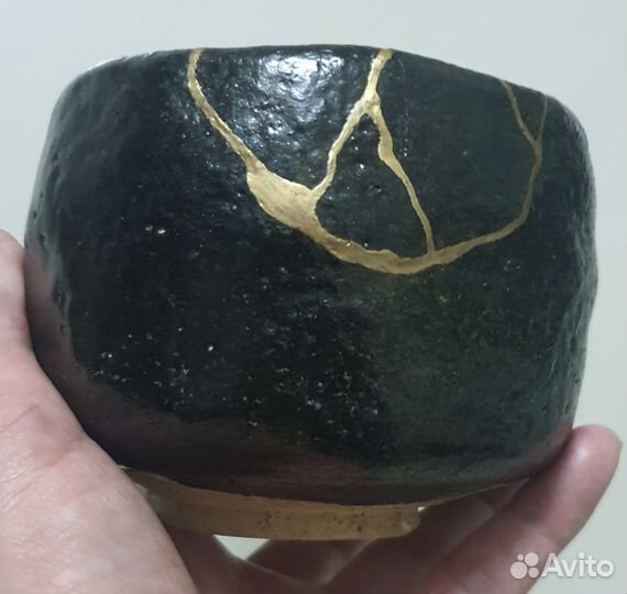 Японская винтажная керамика Раку, кинцуги