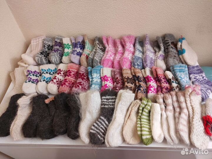 Носочки варежки пуховые вязаные