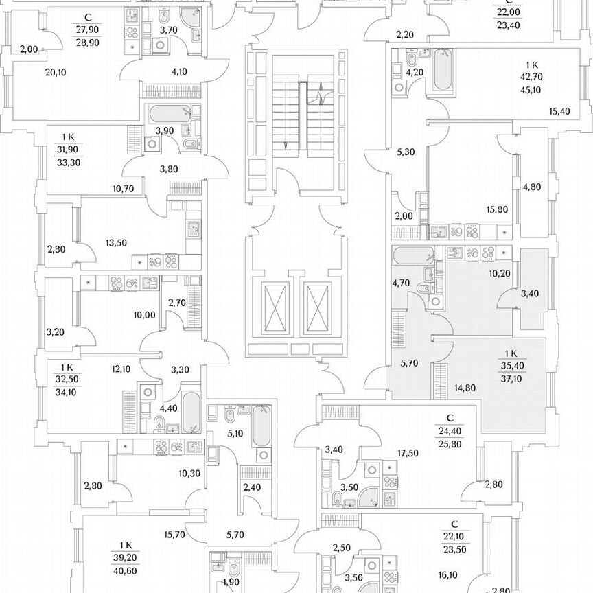 1-к. квартира, 37,1 м², 10/13 эт.