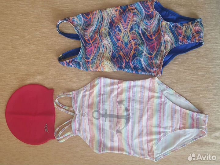 Купальник слитный детский, шапочка для плавания