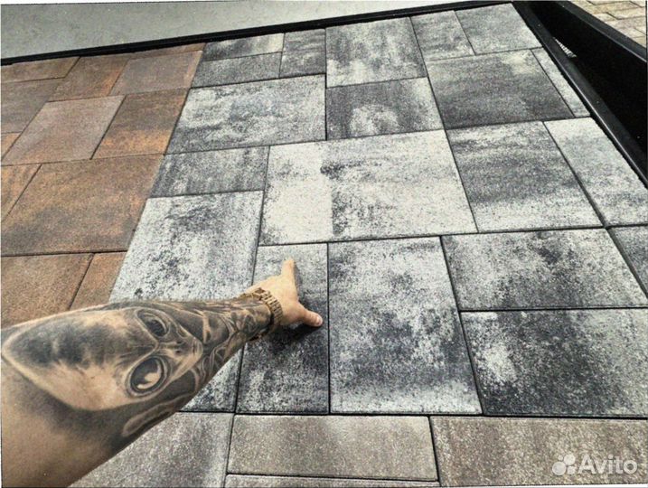 Тротуарная плитка брусчатка 100.200.60 серая