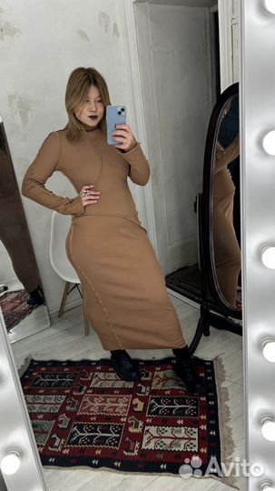 Трикотажное платье в пол лапша