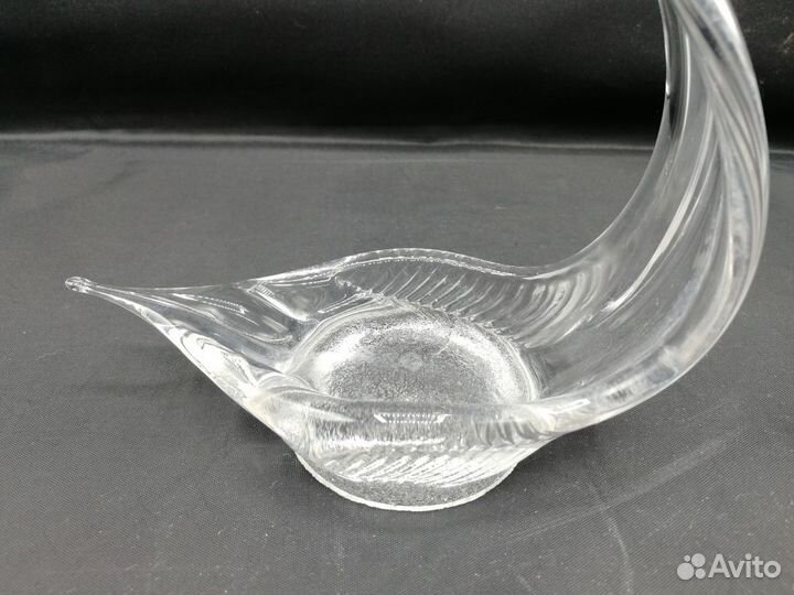 Статуэтка икорница Лебедь 22 см гутное стекло