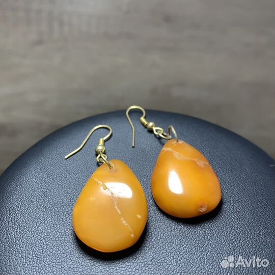Винтажные Янтарные Серьги Янтарь Ретро