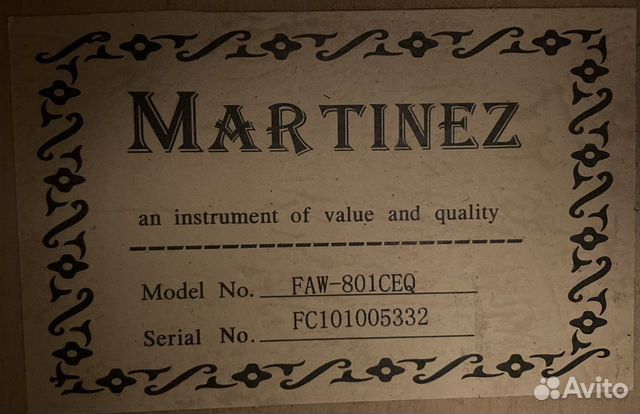 Электроакустическая гитара Martinez объявление продам