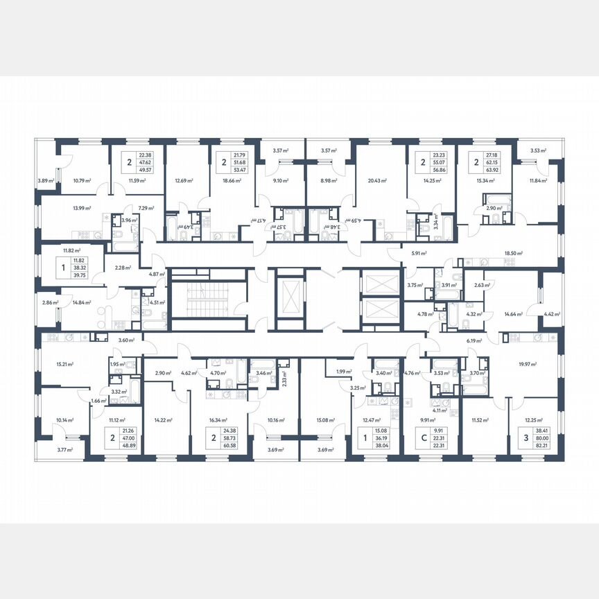 2-к. квартира, 60,6 м², 24/25 эт.