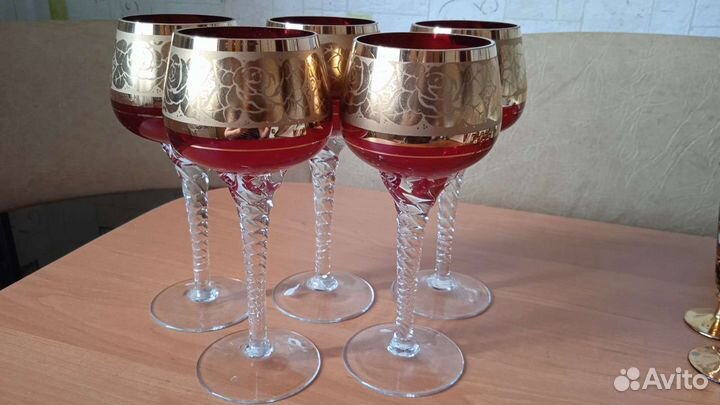 Фужеры богемское стекло с позолотой