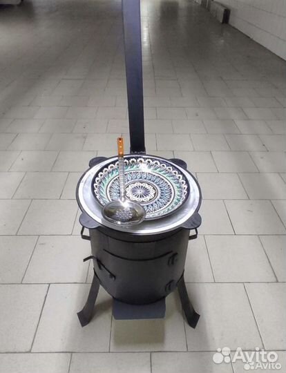 Казан чугунный 8 литров комплект