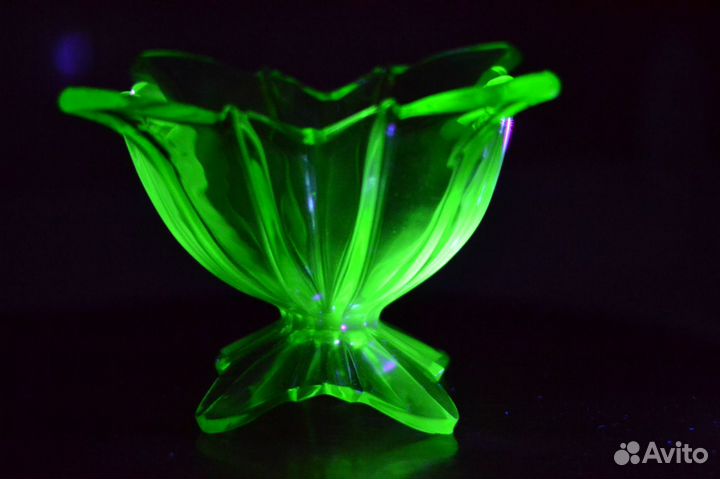 Ваза, фруктовница, салатник. Урановое стекло