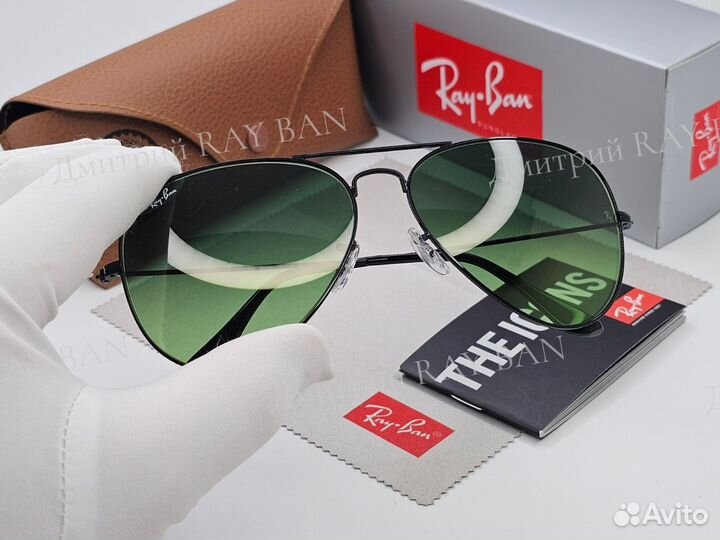 Очки Ray Ban Aviator Black Green Gradient Стекло