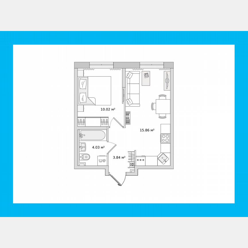 1-к. квартира, 33,7 м², 1/22 эт.