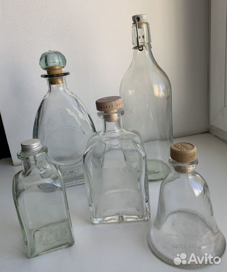 Стеклянные бутыли для декора