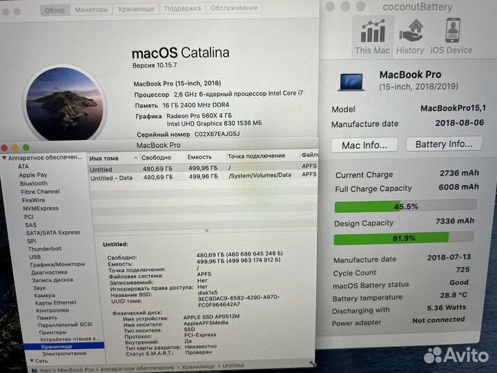 Ноутбук MacBook Pro 15 2018 512 SSD