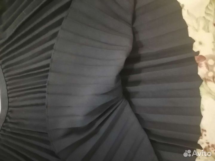 Юбка школьная синяя, блузка голубая Zara