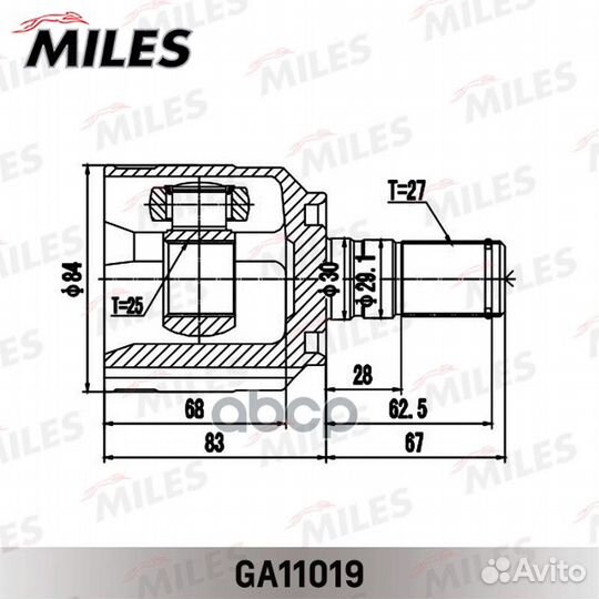 Шрус hyundai sonata YF 2010-2014 внутр. лев. GA