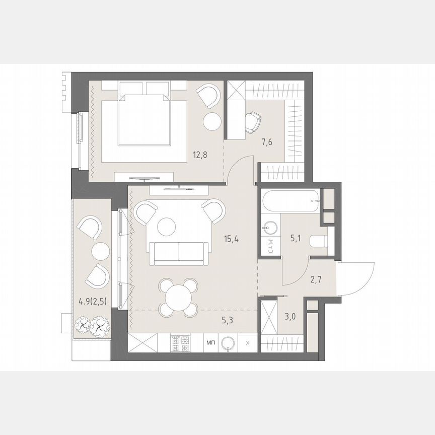 2-к. квартира, 54,4 м², 3/11 эт.