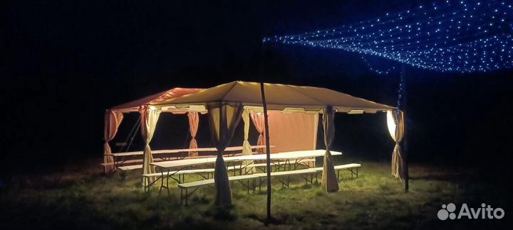 Аренда шатра. Мебели. Столы, лавки