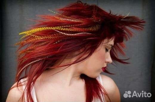 Перья в волосы наращивание перьев