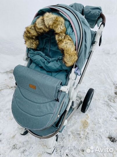 Новая коляска 3в1 бирюзовая