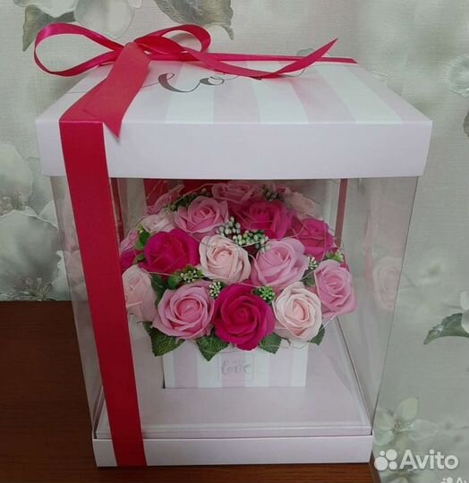 Мыльные розы в коробке