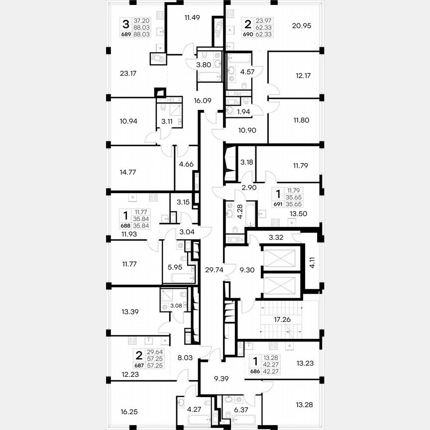 1-к. квартира, 42,6 м², 13/19 эт.