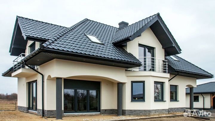 Фасад частного дома штукатурка Спадар