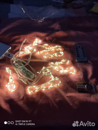 Гирлянда Занавес, Usb, тонкая нить, теплый белый