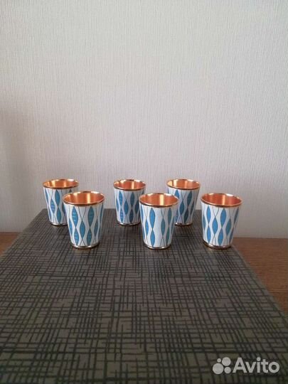 Набор мельхиоровый рюмок в эмале СССР