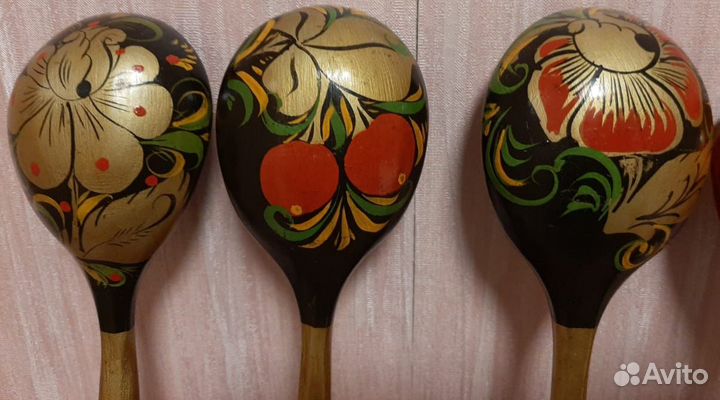 Деревянные ложки хохлома СССР ручная роспись