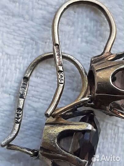 Серьги и брошь серебро СССР 875 проба голова