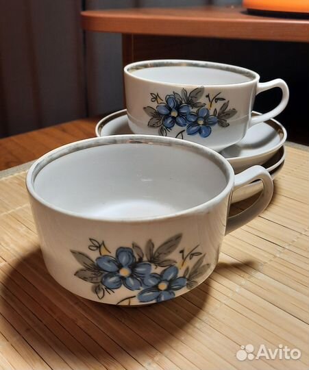 Незабудки Дулево Набор из 4 блюдцев и 4 чашек