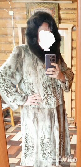 Норковая шуба с соболем 52-56р, светлая