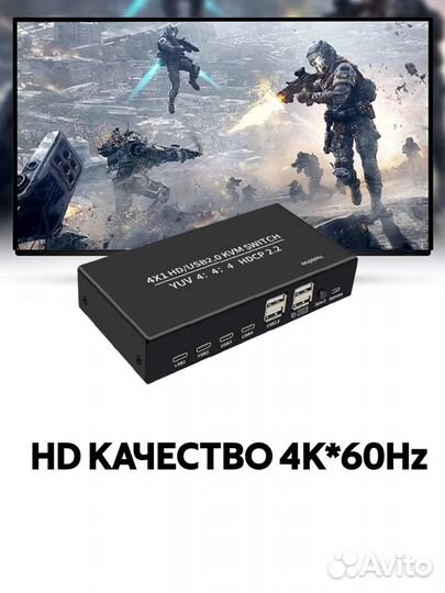 Hdmi USB KVM Switch 4-1 переключатель 2023 года