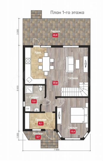 Дом 130 м² на участке 6,1 сот.
