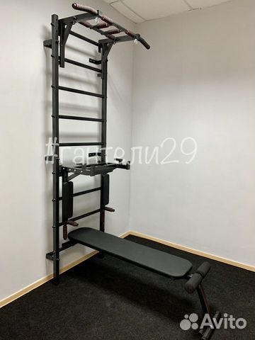 Шведская стенка с брусьями, скамьей и упорами