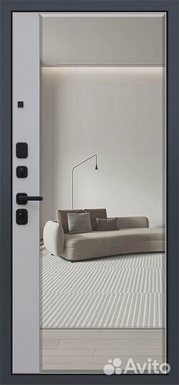 Дверь с зеркалом Ньюкасл стальная