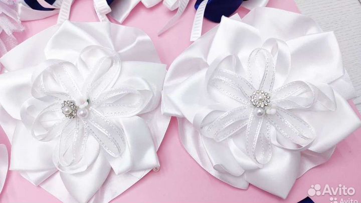 Банты школьные,новые,капроновые,белые
