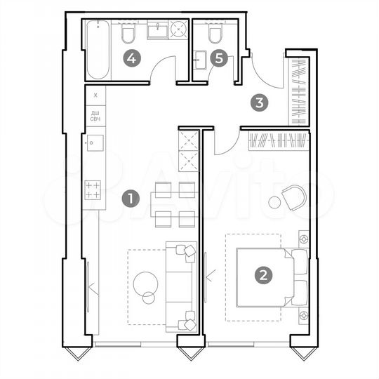 2-к. апартаменты, 57,1 м², 19/29 эт.