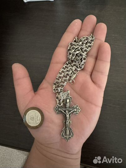Крест с цепочкой серебро