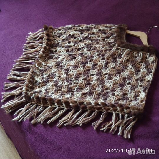 Шикарное детское Пончо ручной работы с норкой