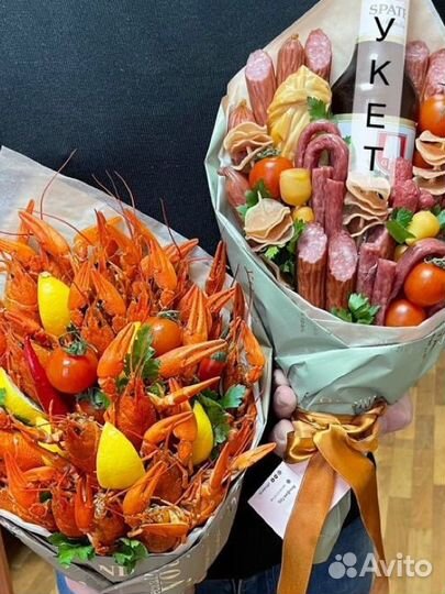 Мужской колбасный букет раков корзина пастила