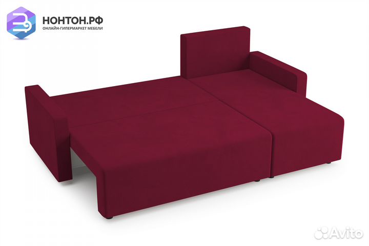 Диван угловой еврокнижка Мидгард красно-фиолетовый