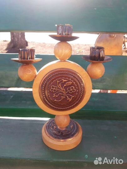 Винтажный подсвечник. Дерево. Медь. СССР