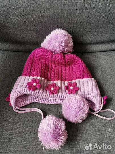 Шапка зимняя для девочки 7-9 лет