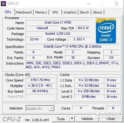 Процессор Intel core i7-4790 LGA1150
