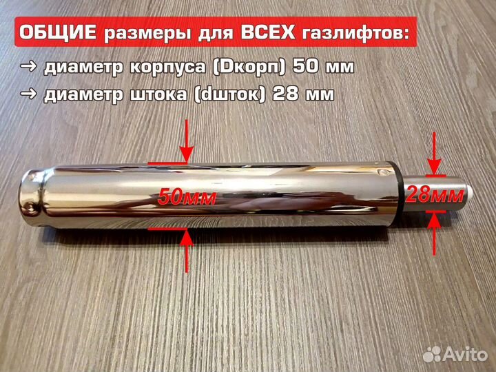 Газлифты для кресел и полубарных стульев, хром